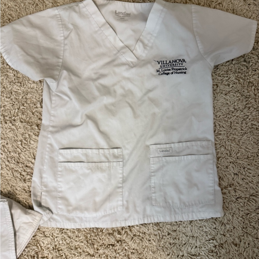 Villanova University White Nursing Scrub Top Uniform